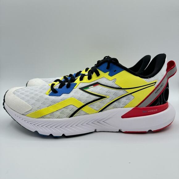 Diadora Mythos Blueshield Volo 3 White Yellow Fluorescent Sneakers Men’s Size 12 - Picture 4 of 8
